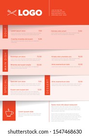 Modern minimalistic restaurant menu template