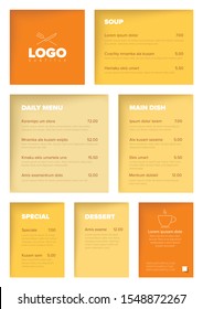 Modern minimalistic restaurant menu template