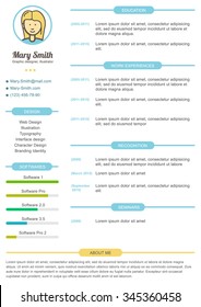 Modern minimalistic resume template, white and blue