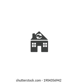 Moderno Vector Mínimalista De Icono De Casa De Regreso. Simple hogar e icono de flecha para el concepto de vida. Renovar el símbolo House o Office aislado en fondo blanco. Se puede usar para web y móvil.