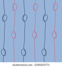Modern minimalistic rope seamless pattern on blue background. Design for clothes, fabric, paper, cover, interior decoration. Vector texture. EPS 10