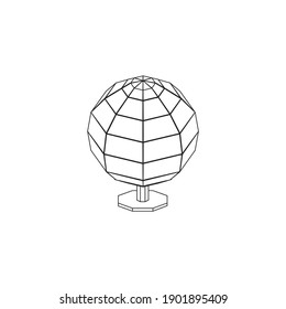 Modern minimalistic school globus line vector isolated on white background. Simple globe earth figure line icon. Globus for office table on top view. Office equipment outline vector illustration