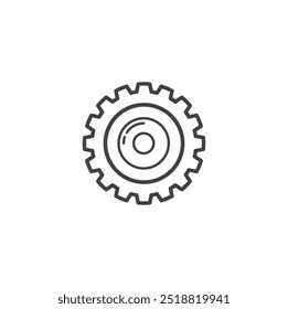 Modern minimalistic setting wheel line icon vector. Configuration circle gear outline icon car concept. Wheel symbol isolated on white background