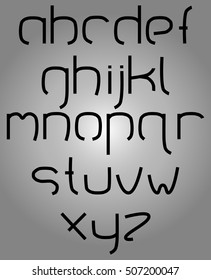 Modern minimalistic strict round font with breaks. Vector typeface for labels and design. Font. Typeface. Script.