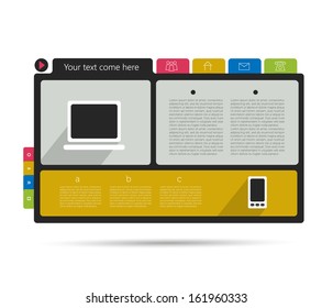 Modern minimalistic vector banner template for print or web page. Box infographics table.
