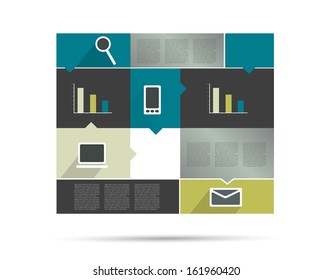 Modern minimalistic vector banner template for print or web page. Box infographics table.