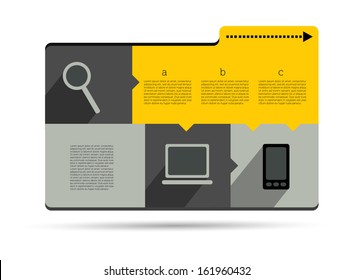 Modern minimalistic vector banner template for print or web page. Box infographics table.