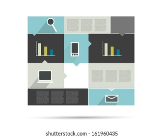 Modern minimalistic vector banner template for print or web page. Box infographics table.