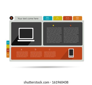 Modern minimalistic vector banner template for print or web page. Box infographics table.