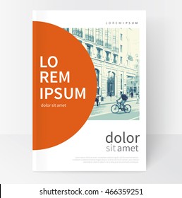 Modern Minimalistic White & red cover Brochure design. Flyer, booklet, annual report cover template.  vector-stock illustration cityscape duotone
