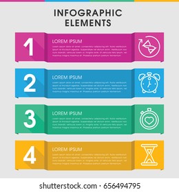 Modern minute infographic template. infographic design with minute icons includes stopwatch, hourglass. can be used for presentation, diagram, annual report, web design.