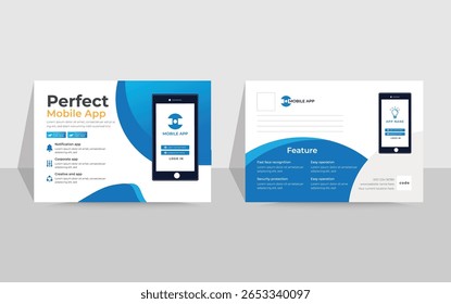 Diseño moderno de la Plantilla de la postal de la promoción del App móvil.