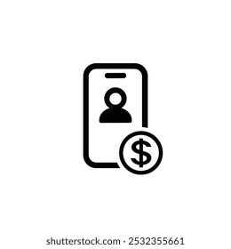 Modern Mobile Banking Icon Showcasing Digital Transactions, Mobile Apps, and Secure Online Payments in Line Art Style