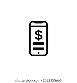 Modern Mobile Banking Icon Showcasing Digital Transactions, Mobile Apps, and Secure Online Payments in Line Art Style