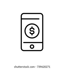 Modern mobile money line icon. Premium pictogram isolated on a white background. Vector illustration. Stroke high quality symbol. Mobile money icon in modern line style.