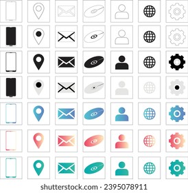 Hoja de iconos del sistema operativo móvil moderno