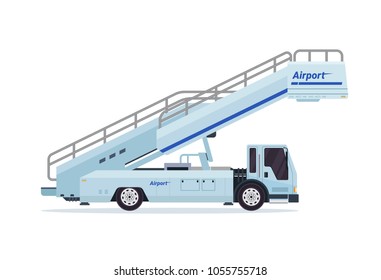 Modern Mobile Passenger Step Airport Ground Support Vehicle Transportation Illustration