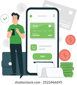 Modern Mobile Payment Solutions - Man Completing a Transaction Using a Smartphone.