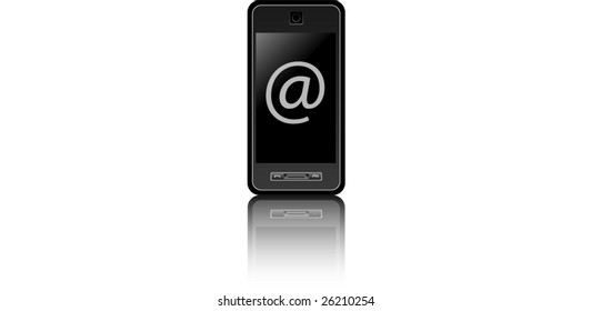 Modern mobile phone with large display against white background