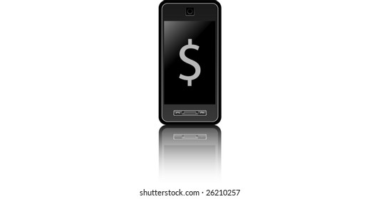 Modern mobile phone with large display against white background