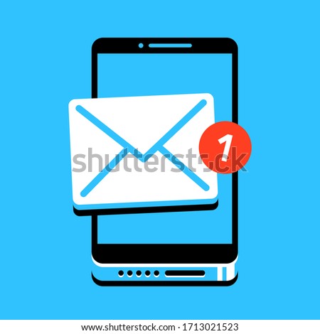 Modern mobile phone with message, notification