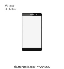 Modern mobile phone, smartphone with blank white screen isolated on white background. Realistic vector illustration.