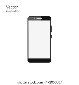 Modern mobile phone, smartphone with blank screen isolated on white background. Realistic vector illustration.