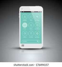 Modern mobile phone template with flat user interface (UI)