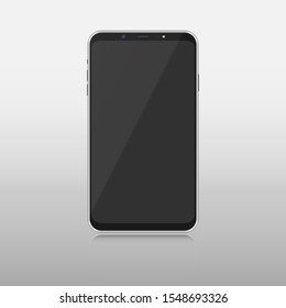 Modern mobile phone with touch screen and front camera with flash. Vector illustration
