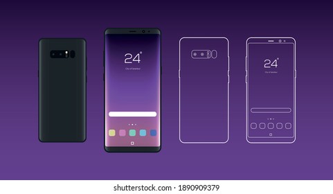 Modern mobile phone touch screen illustration