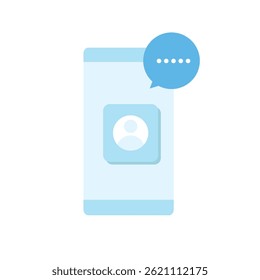 Modern mobile phone vector illustration with message bubble.