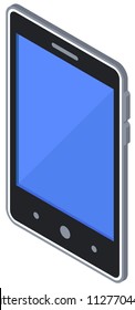 Modern mobile phone without buttons. Smartphone isometric illustration icon. Vector isolated
