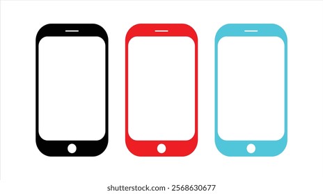 Modern mobile smartphone device isolated on white background, minimalist design