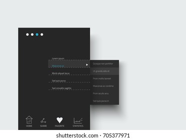 Modern mobile UI, UX, GUI screen. Mobile application menu. Vector illustration.