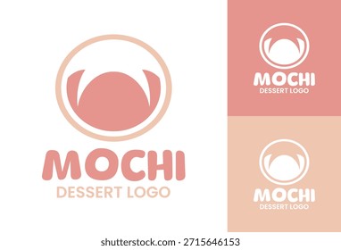Un moderno logotipo de postre mochi diseñado para tiendas de dulces japonesas y marcas de postres.