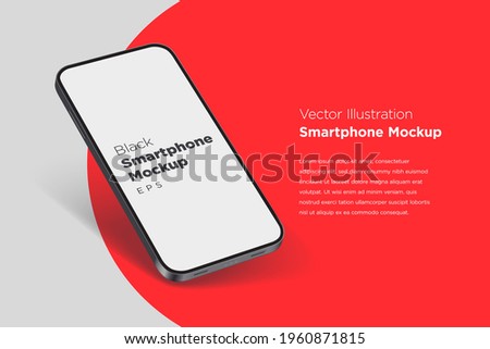 Modern mock up smartphone for presentation, information graphics, app display, perspective view, eps vector format.