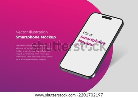 Modern mock up smartphone for preview and presentation for UI, UX design, information graphics, app display, perspective view, eps vector format