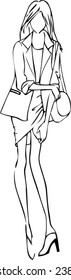 Modern model in black and white line.Hand draw.