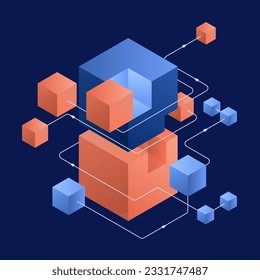 Modern modular communication. Vector illustration of modern systems minimalistic algorithm. Sketch for creativity.