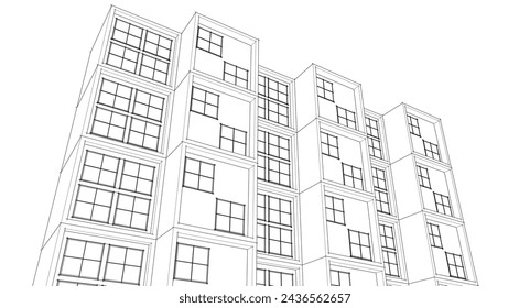 modern modular house 3d illustration