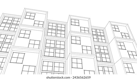 modern modular house 3d illustration