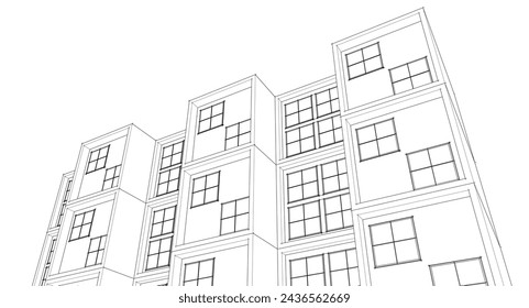 modern modular house 3d illustration