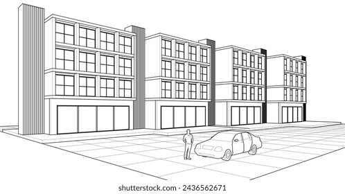 modern modular house 3d illustration