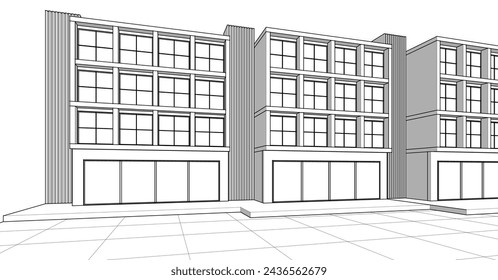 modern modular house 3d illustration