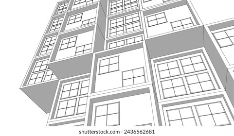 modern modular house 3d illustration