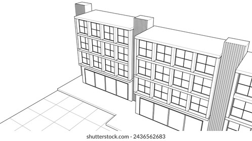 modern modular house 3d illustration