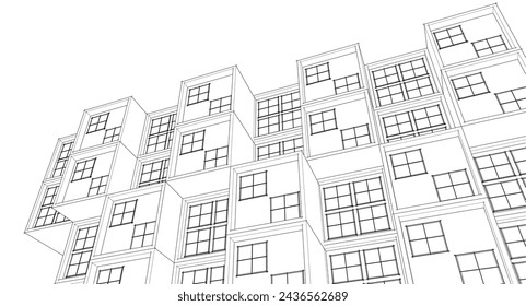 modern modular house 3d illustration