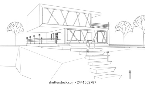 casa modular moderna ilustración 3d	
