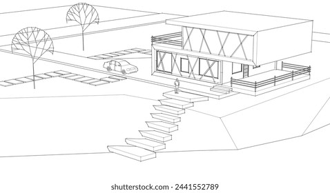 Moderne modulare Haus 3D-Illustration	
