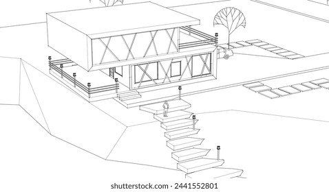 casa modular moderna ilustración 3d	
